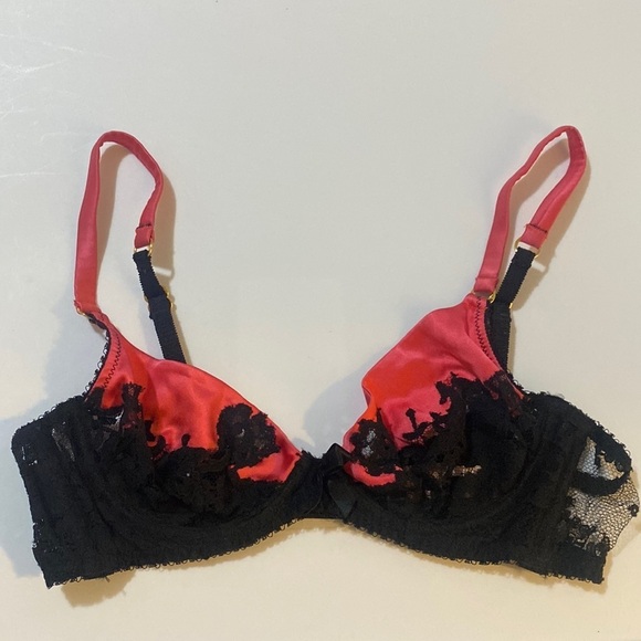 Agent Provocateur Nayeli Pink Black Silk Bra 32B - Picture 1 of 9